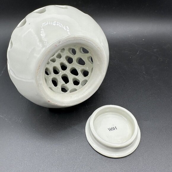 Williams Sonoma Pierced White Porcelain Tea Light Candle Holder Lantern Vintage - Picture 5 of 11